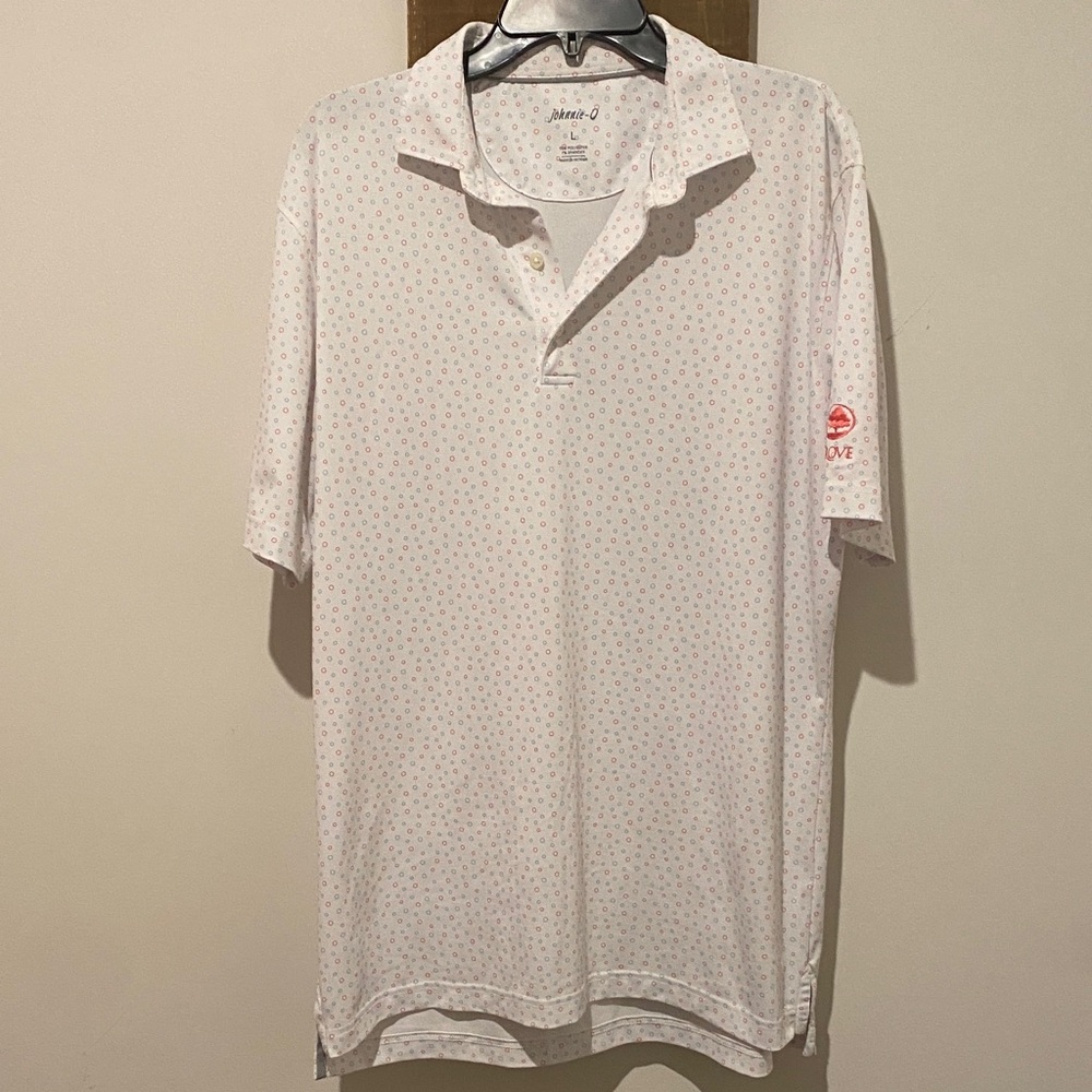 johnnie-O White Polo with Subtle Pattern